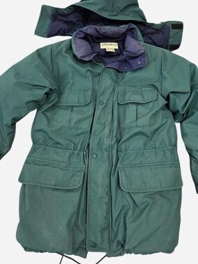 Vintage 90s Eddie Bauer Dark Green Men’s Puffer Parka Jacket Goose Down Filling